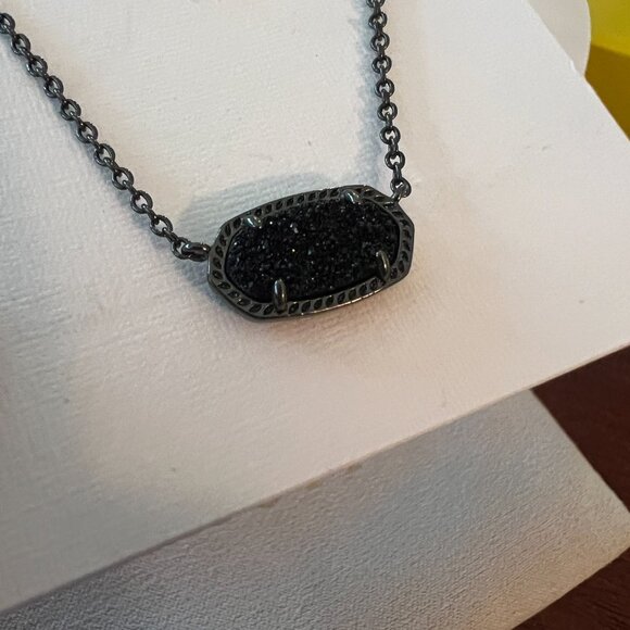 Kendra Scott Elisa Pendant in Gun Metal and Black Drusy - Picture 4 of 4